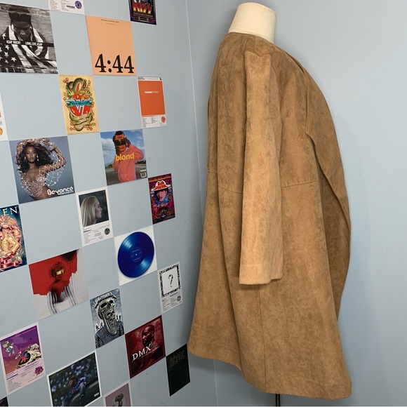 H&M Faux Suede Duster Jacket Brown Tan - Picture 6 of 9